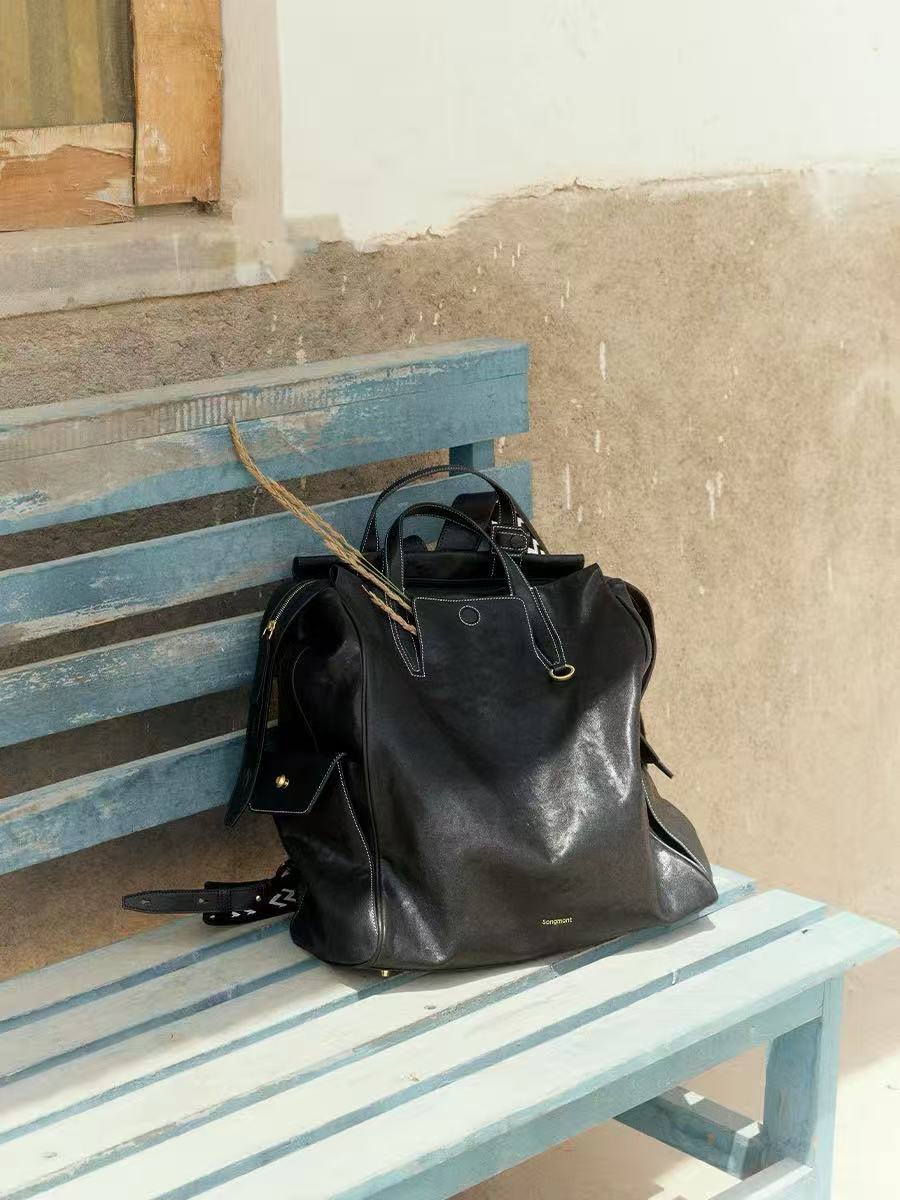 DEEPKEE 輕奢復古植鞣皮ユニセッ背包 00L11 號