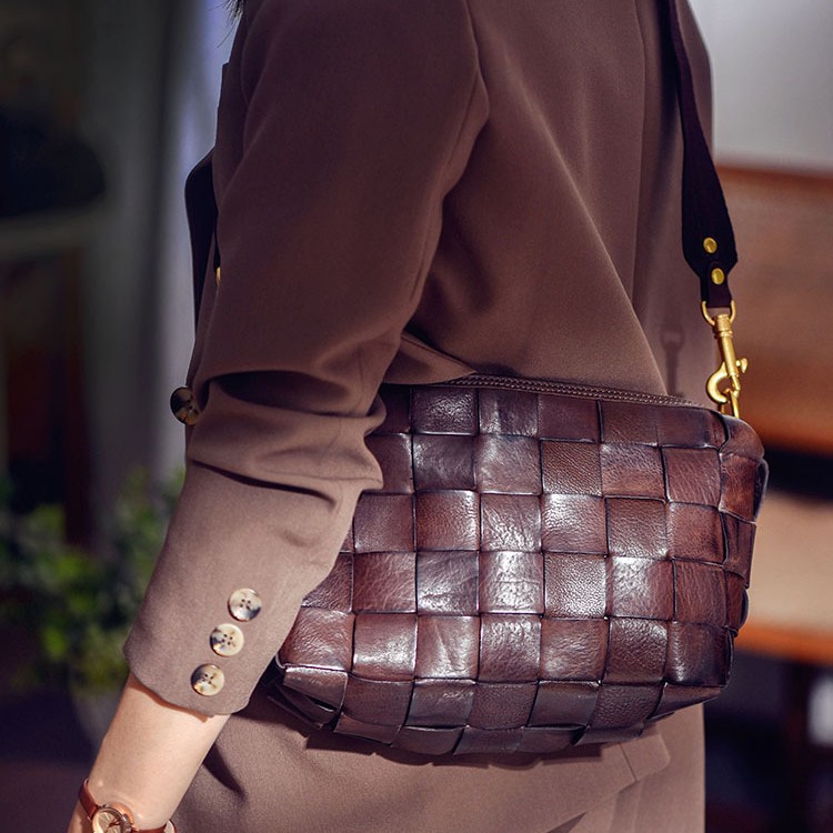 DEEPKEE 復古手作り編み込み單肩包 859 號