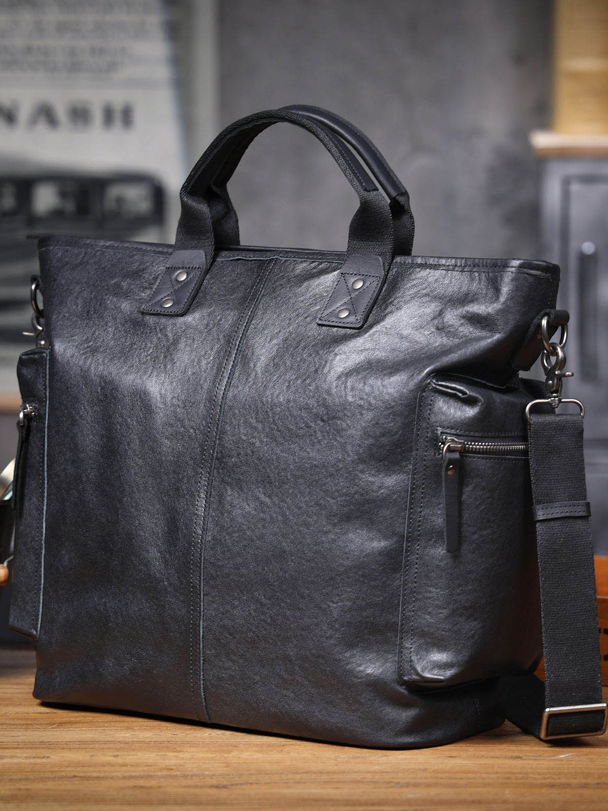 DEEPKEE 男士原創頭層牛皮手提包 7007 號