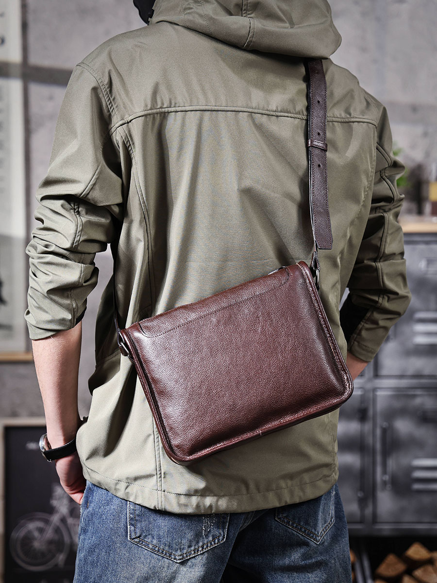 復古手工原創植鞣皮簡約郵差包2615號