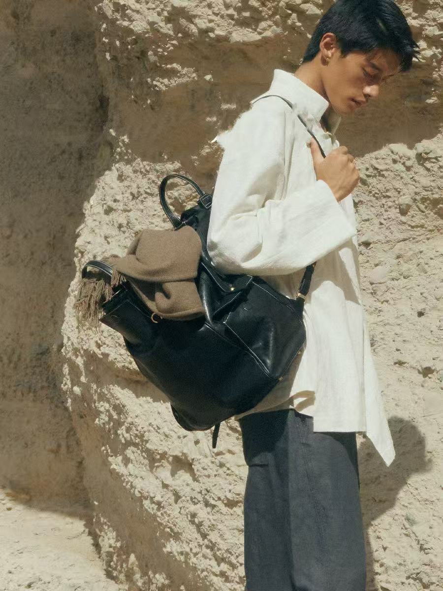 DEEPKEE 輕奢復古植鞣皮ユニセッ背包 00L11 號