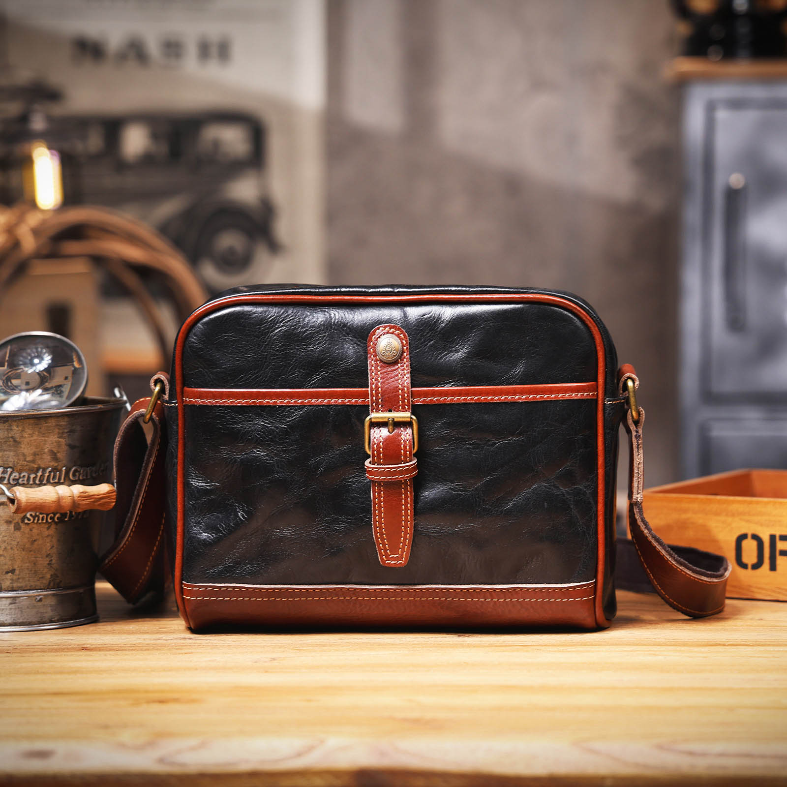 DEEPKEE 原創眞皮斜挎小方包 7314 號