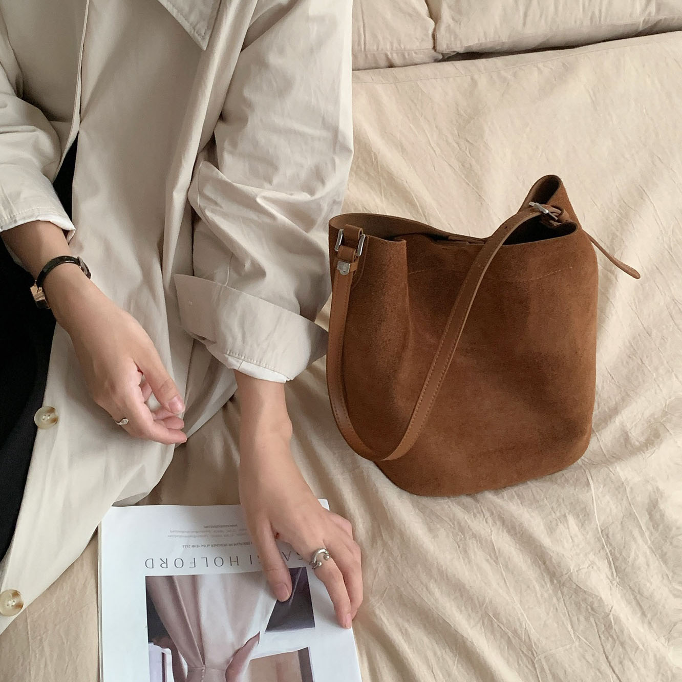 DEEPKEE 磨砂牛皮水桶包 5119 號