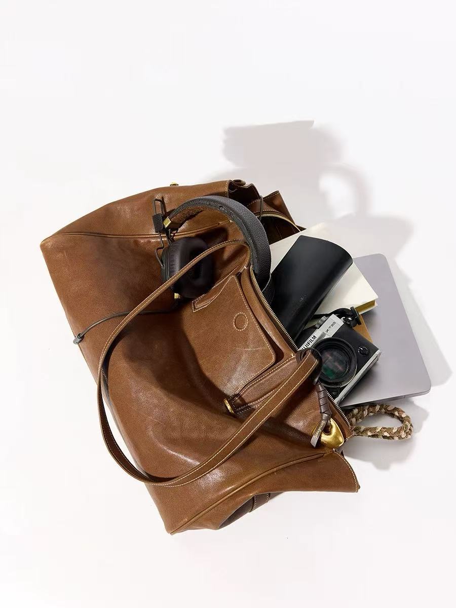 DEEPKEE 植鞣牛皮の旅行包托特包 98658 號