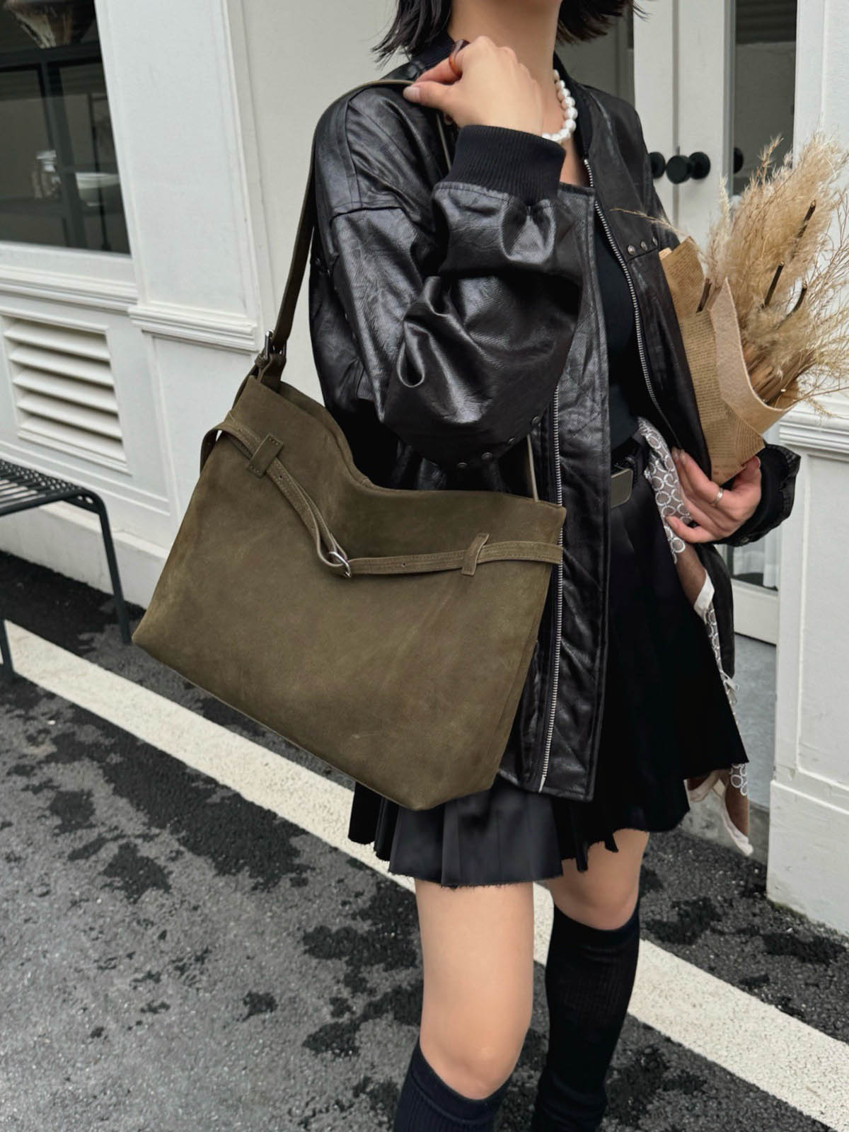 DEEPKEE 磨砂牛皮單肩包 89-87 號