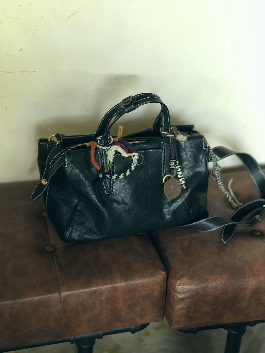 DEEPKEE 植鞣牛皮の旅行包托特包 98658 號