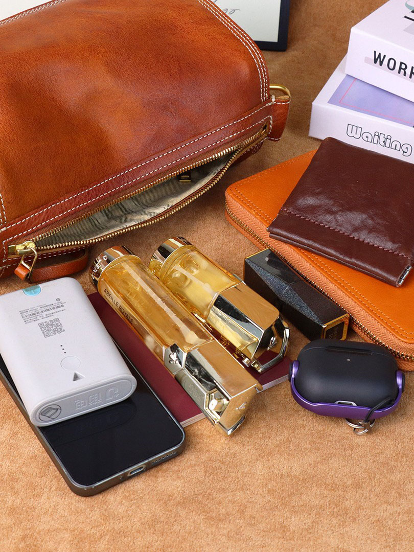 頭層牛皮復古雙肩帶腋下包6912號