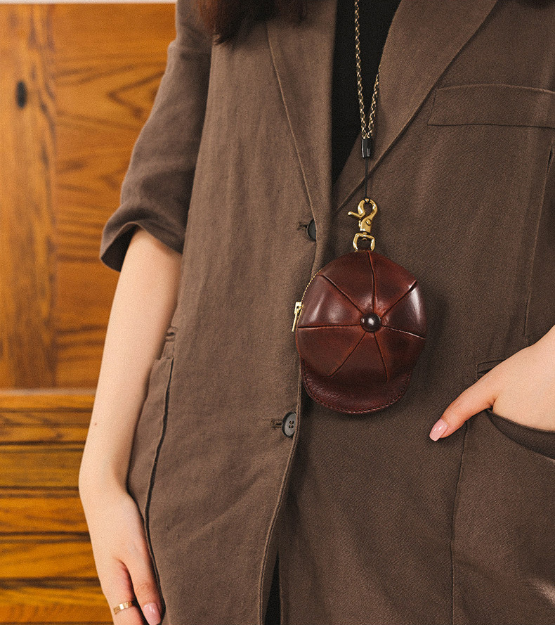 原創手工真皮鴨舌帽鑰匙包KW-8111號