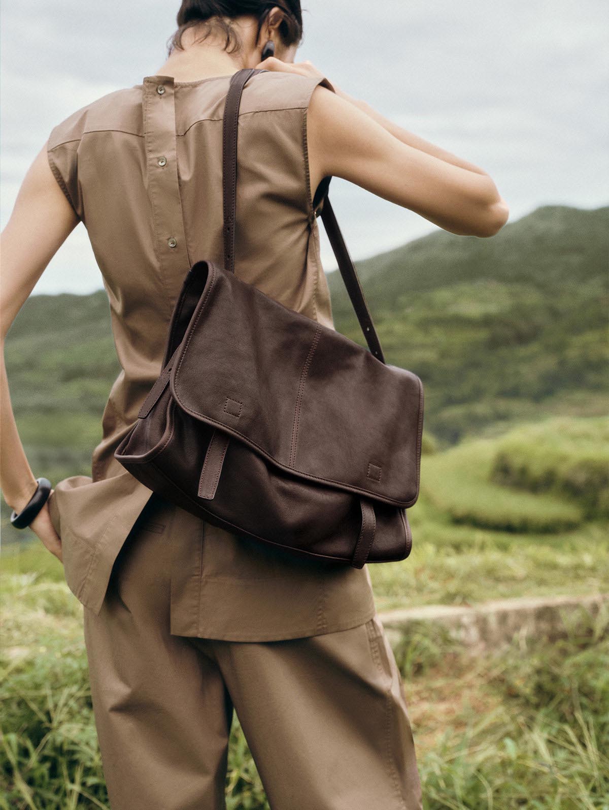 DEEPKEE 植鞣羊皮メッセ大容量通勤郵差包女 9612 號