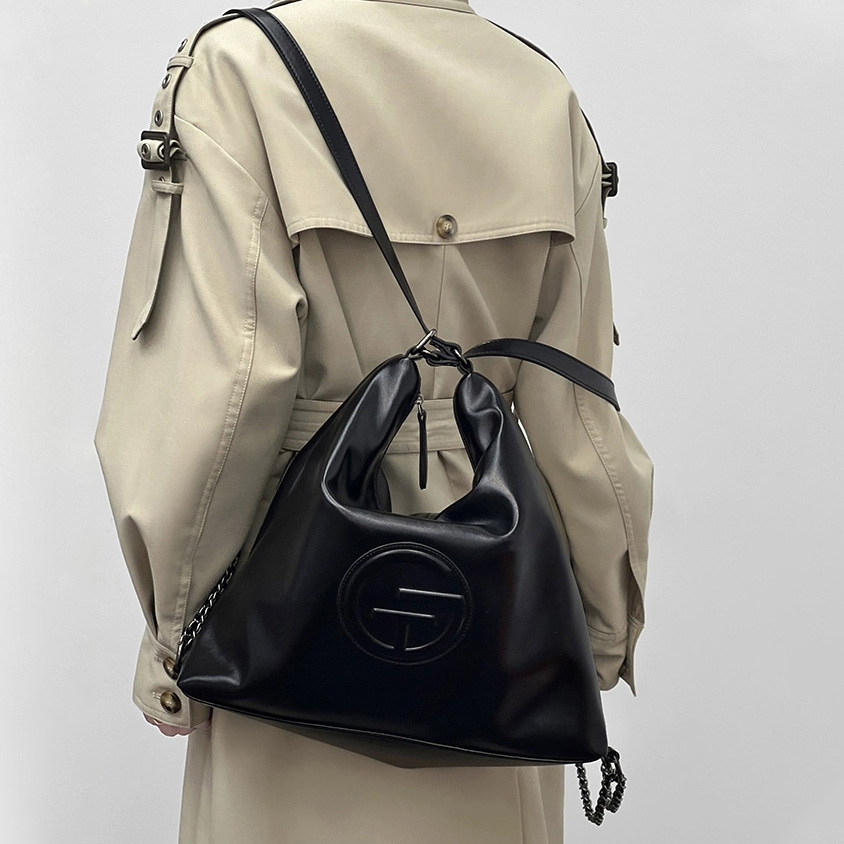 DEEPKEE-軟牛皮鬆弛感雙肩包A242號