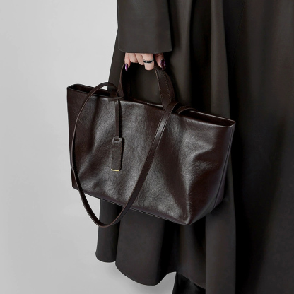 DEEPKEE-牛革トートバッグ 小眾斜挎款 復古軟皮 2907 號