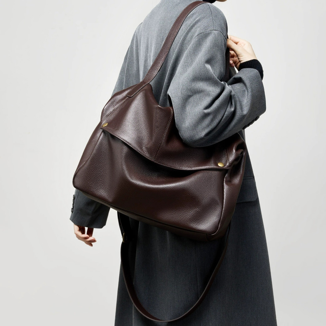 DEEPKEE-真皮大包歐美風軟皮トートバッグ簡約休閒女包 2957 號