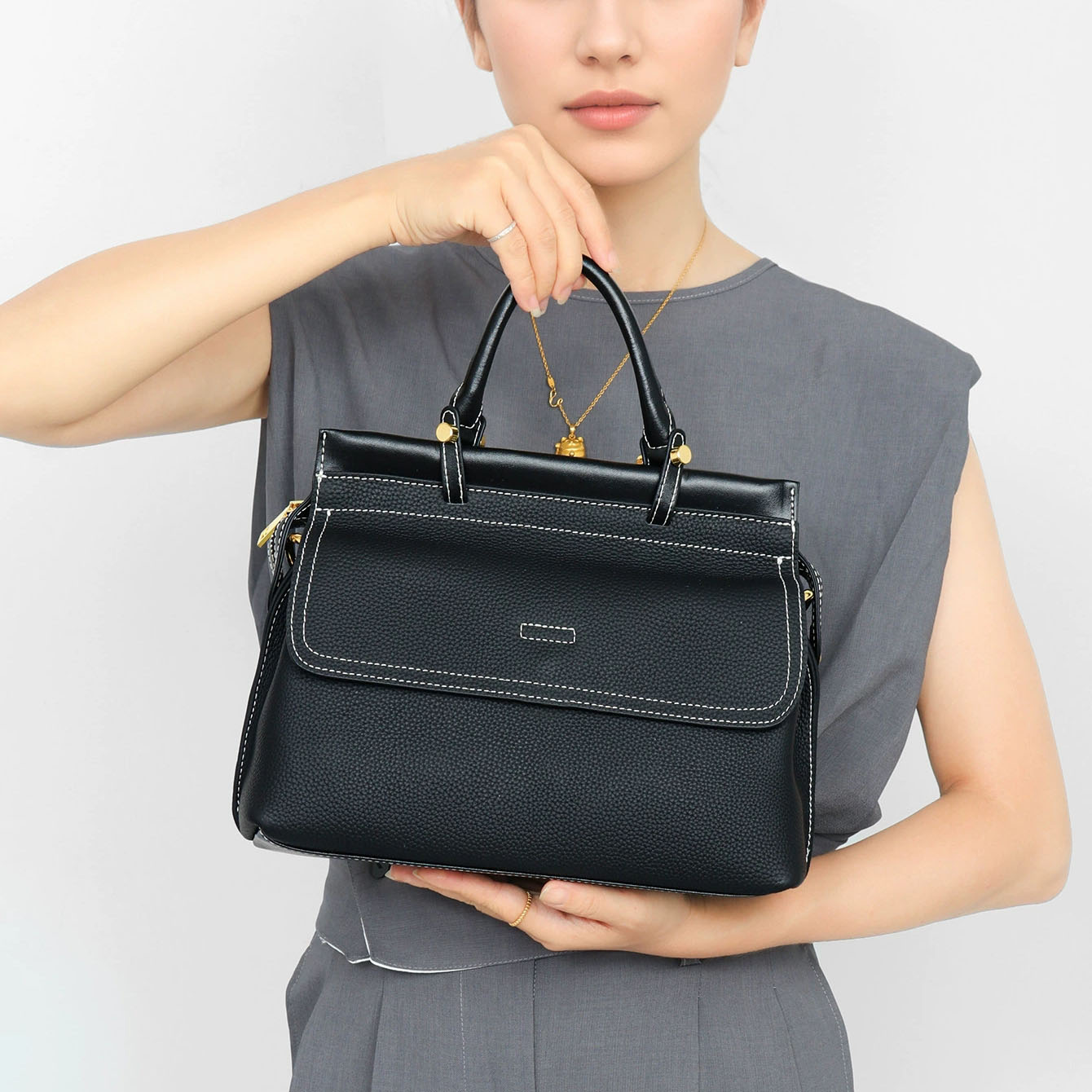 DEEPKEE-百搭真皮女士手提包 L2404 號