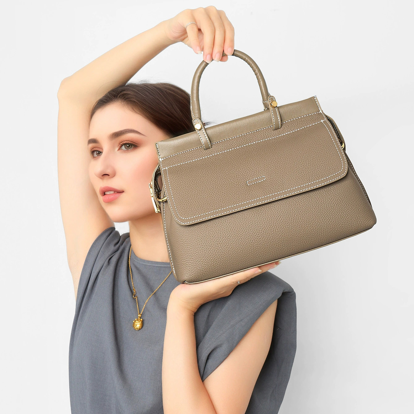 DEEPKEE-百搭真皮女士手提包 L2404 號