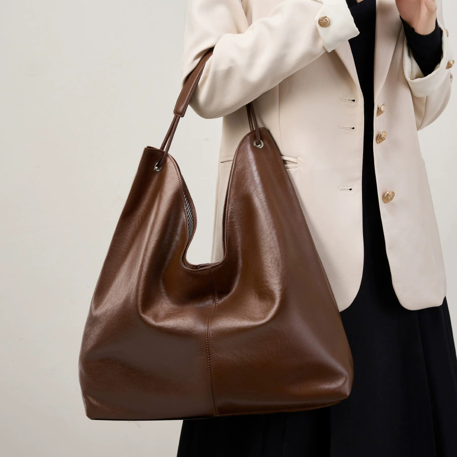 DEEPKEE-植鞣頭層牛皮大容量復古托特包 2923 號