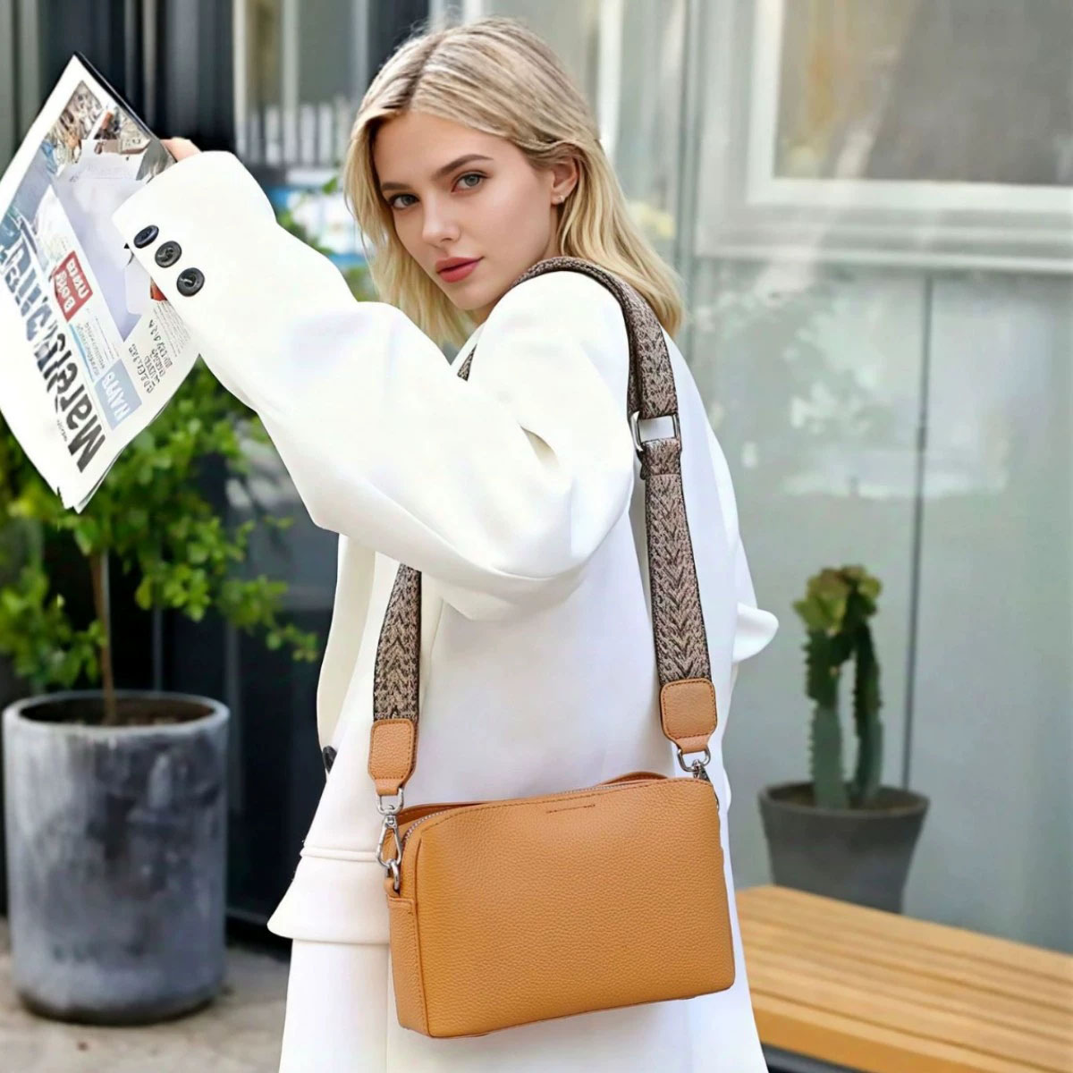 DEEPKEE-真皮女包小方包高級感斜挎包時尚百搭 6716 號