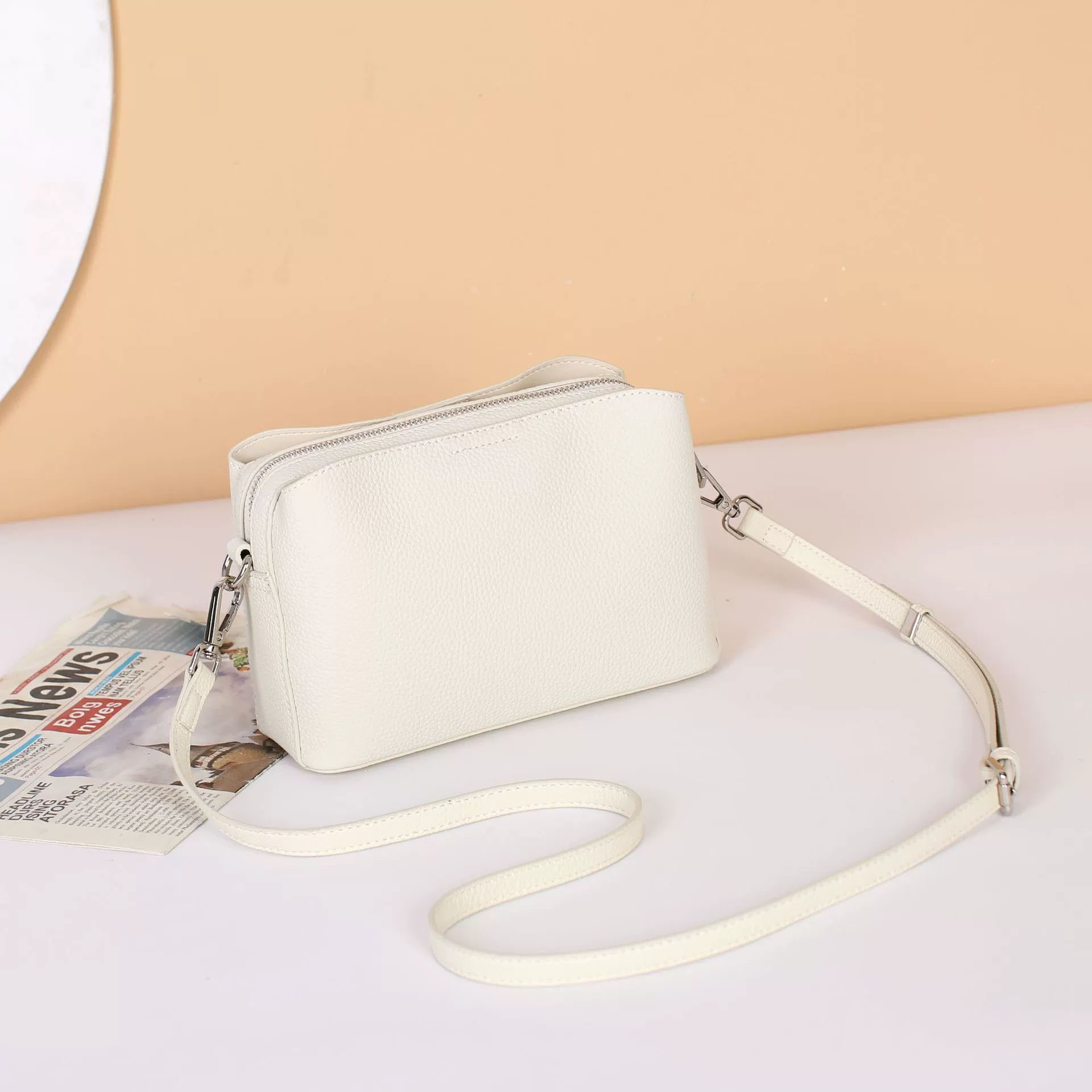 DEEPKEE-真皮女包小方包高級感斜挎包時尚百搭 6716 號