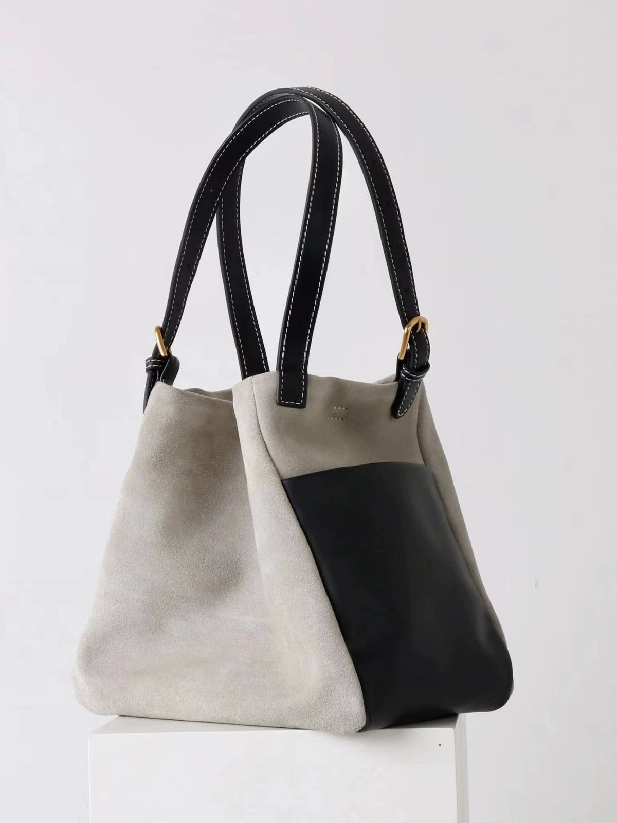 DEEPKEE-簡約高級磨砂牛皮托特水桶包 7035 號