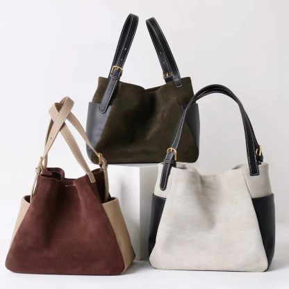 DEEPKEE-簡約高級磨砂牛皮托特水桶包 7035 號