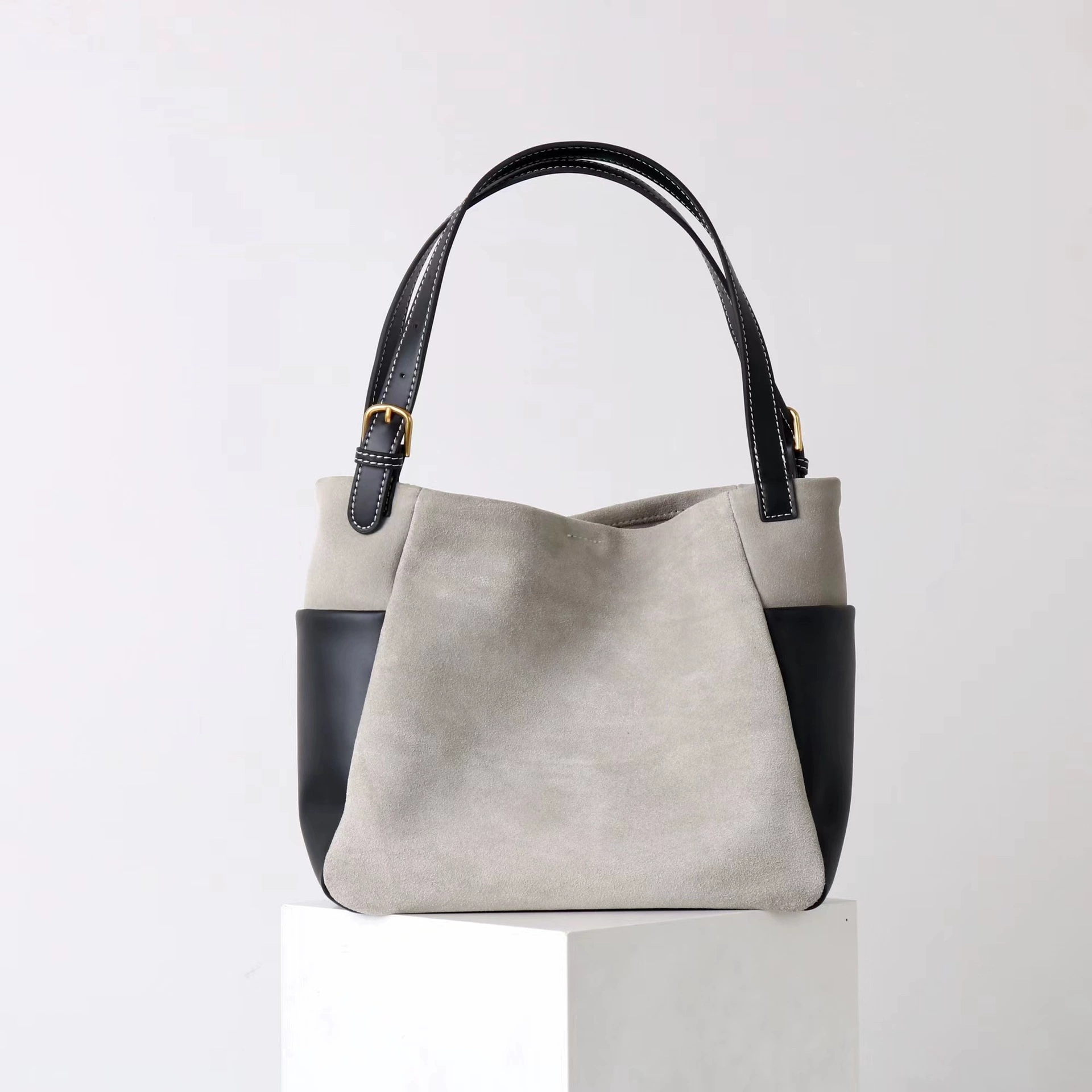 DEEPKEE-簡約高級磨砂牛皮托特水桶包 7035 號