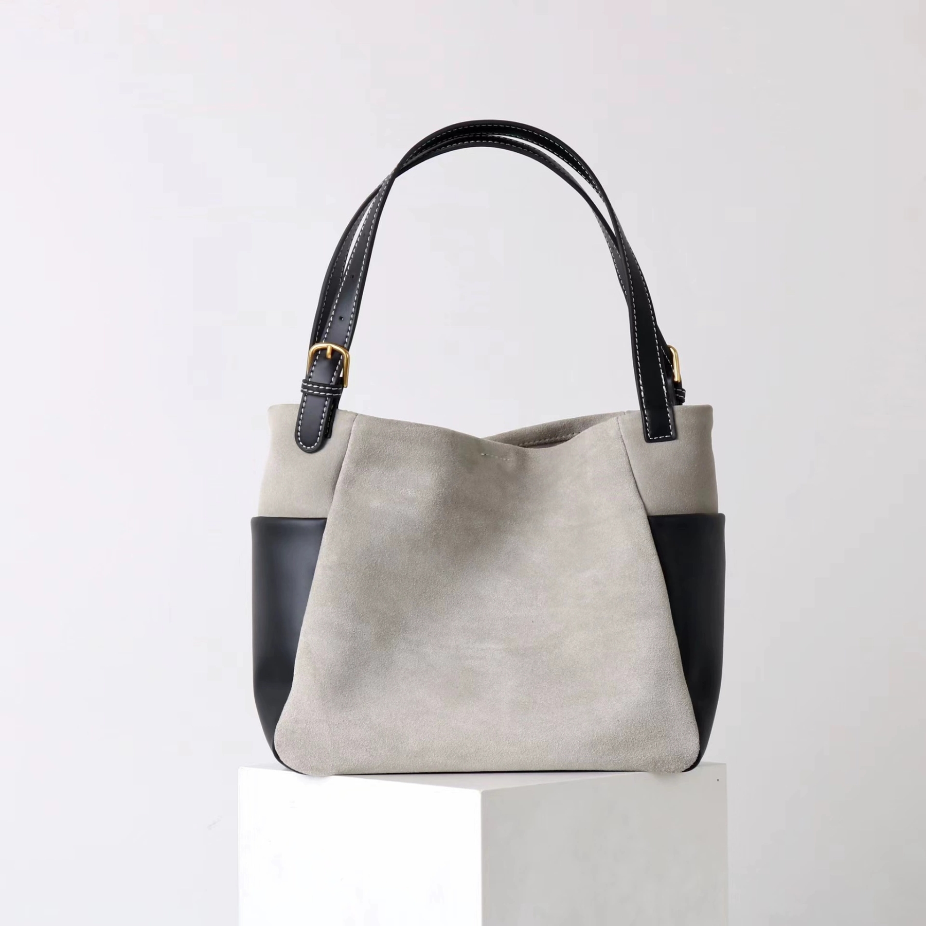 DEEPKEE-簡約高級磨砂牛皮托特水桶包 7035 號