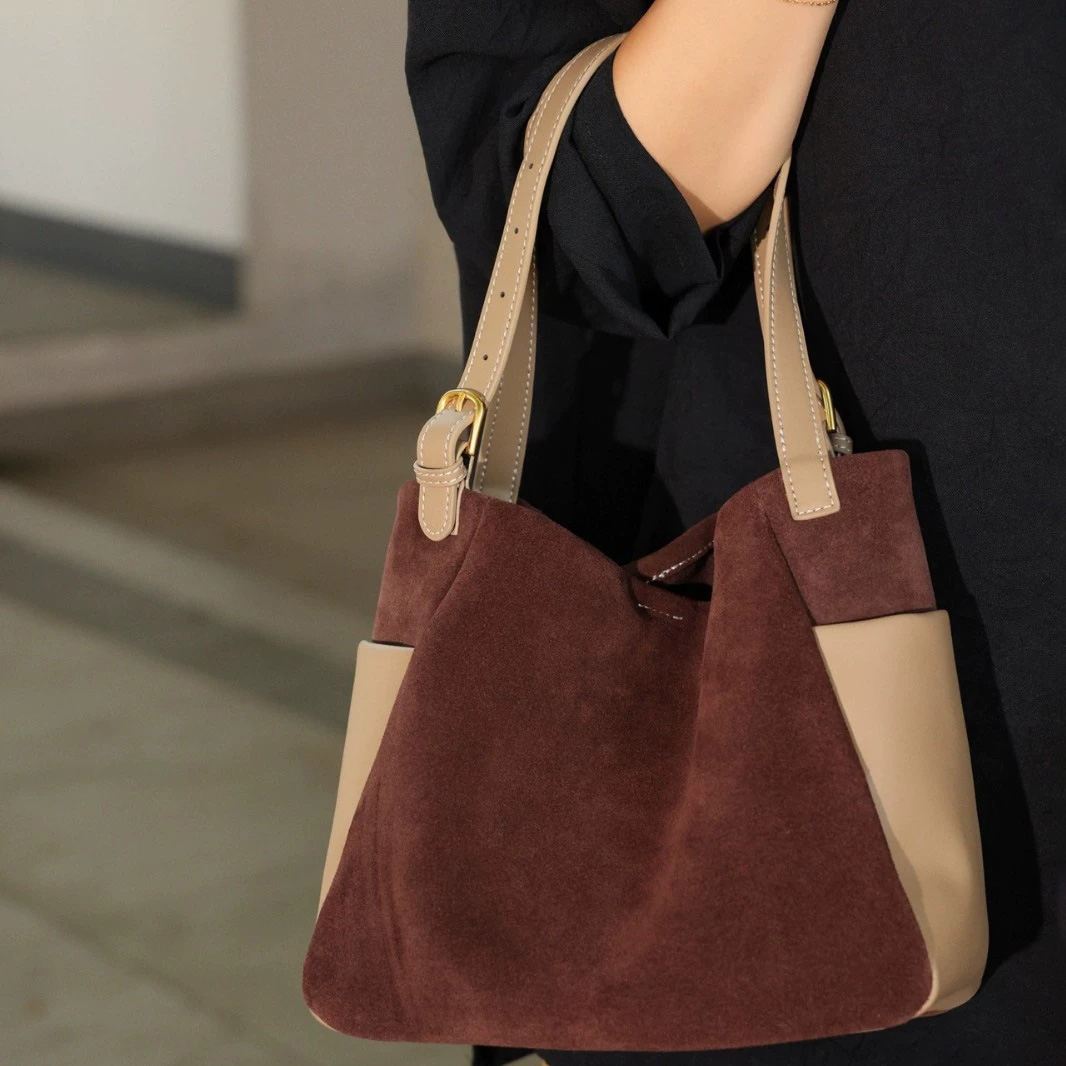 DEEPKEE-簡約高級磨砂牛皮托特水桶包 7035 號