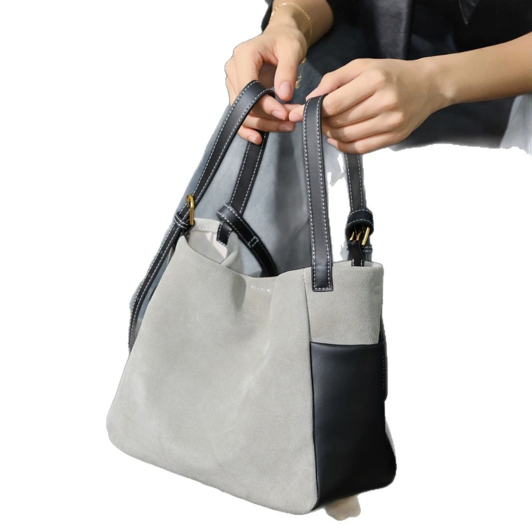 DEEPKEE-簡約高級磨砂牛皮托特水桶包 7035 號