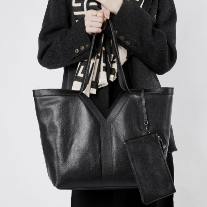 DEEPKEE-Y 字真皮托特包大容量手提女包 2870 號