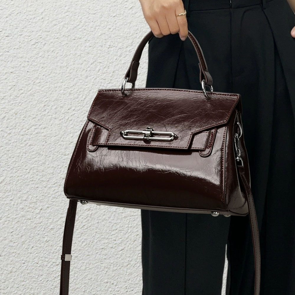 DEEPKEE 真皮凱莉包女士高級輕奢單肩包通勤簡約手提女包 88-11 號