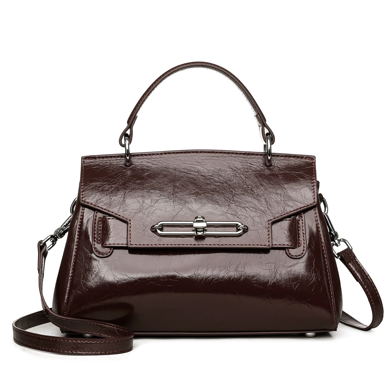 DEEPKEE 真皮凱莉包女士高級輕奢單肩包通勤簡約手提女包 88-11 號