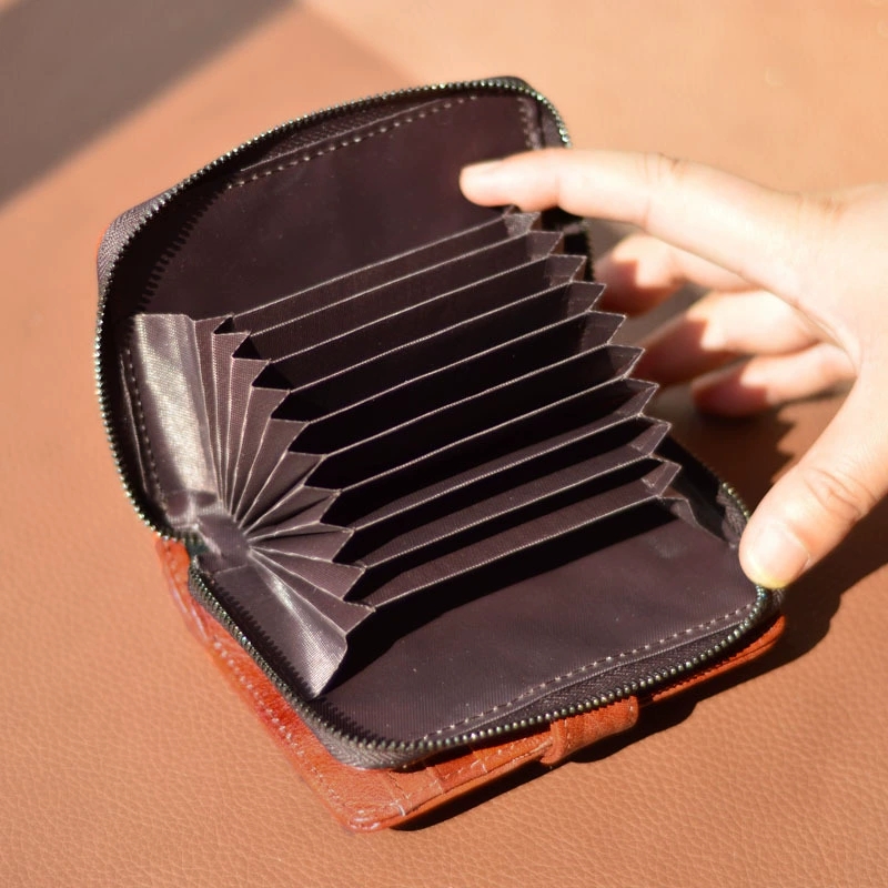 DEEPKEE 復古女士短款錢包拉鍊真皮錢夾 8805 號