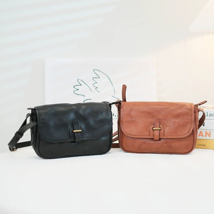 DEEPKEE 新款質感通勤小方包真皮復古斜挎包 9264-D 號