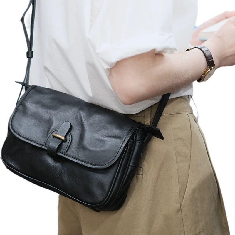 DEEPKEE 新款質感通勤小方包真皮復古斜挎包 9264-D 號