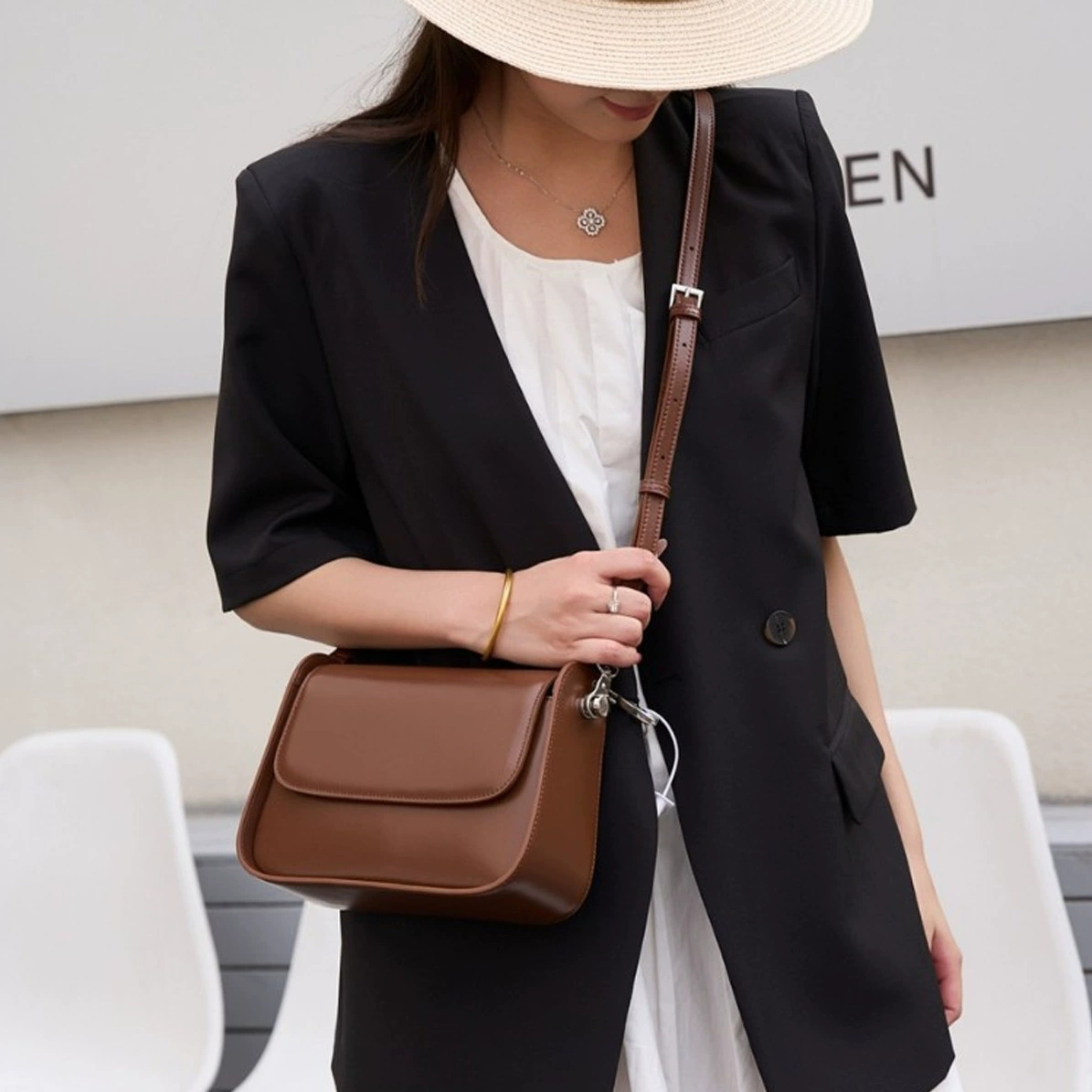 DEEPKEE 百搭單肩&斜挎真皮小方包 8029 號