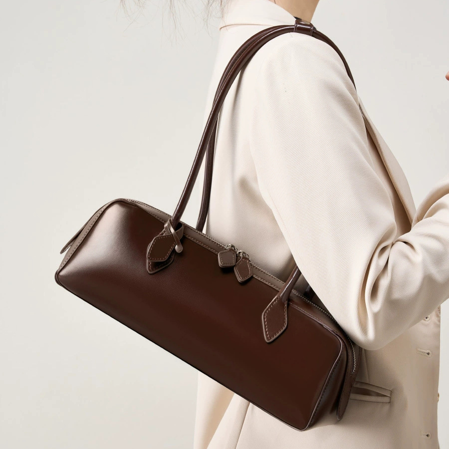 DEEPKEE 小眾設計單肩大容量牛皮腋下法棍包 2928 號