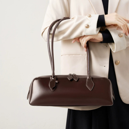 DEEPKEE 小眾設計單肩大容量牛皮腋下法棍包 2928 號