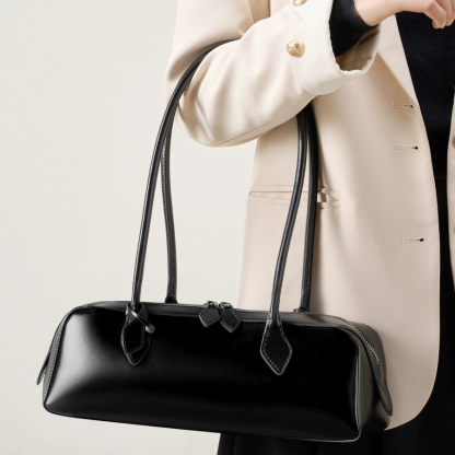 DEEPKEE 小眾設計單肩大容量牛皮腋下法棍包 2928 號