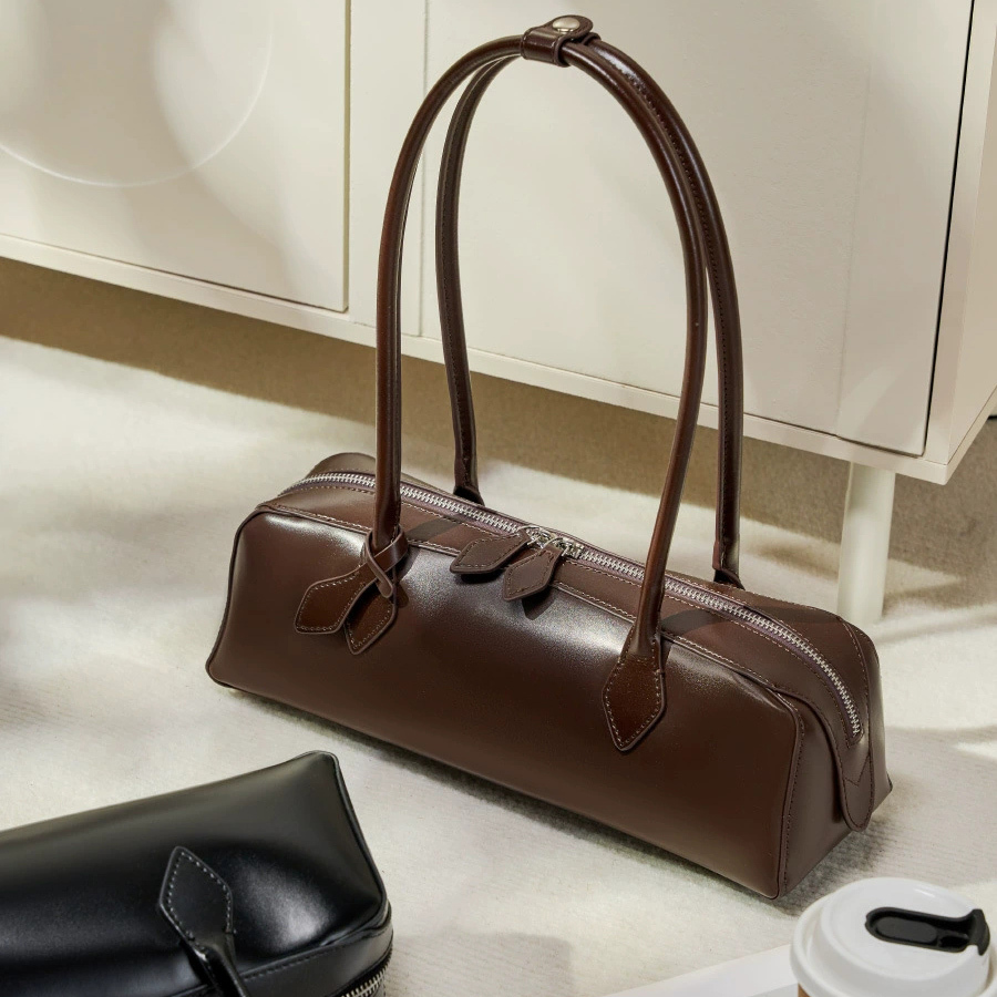 DEEPKEE 小眾設計單肩大容量牛皮腋下法棍包 2928 號