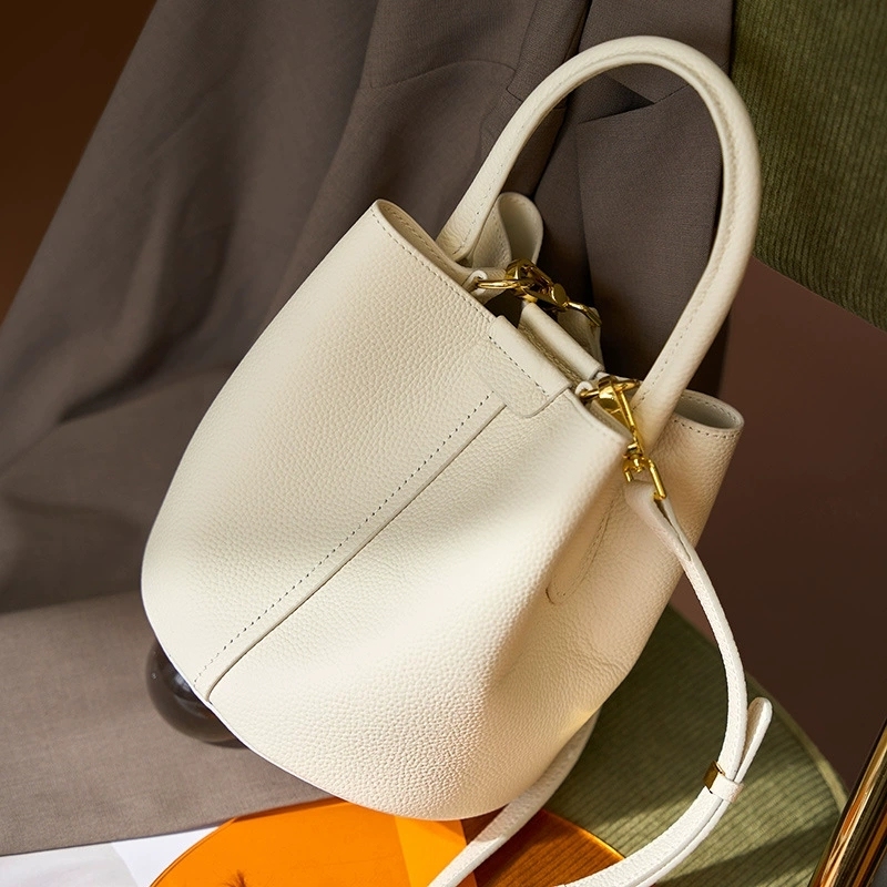 DEEPKEE 頭層牛皮手提斜挎水桶包 2269 號