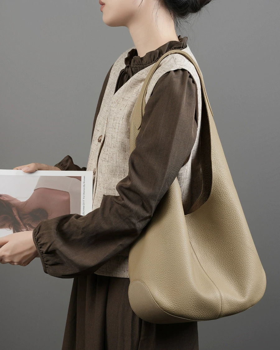 DEEPKEE 頭層皮托特包高級感腋下单肩真皮包 2801 號