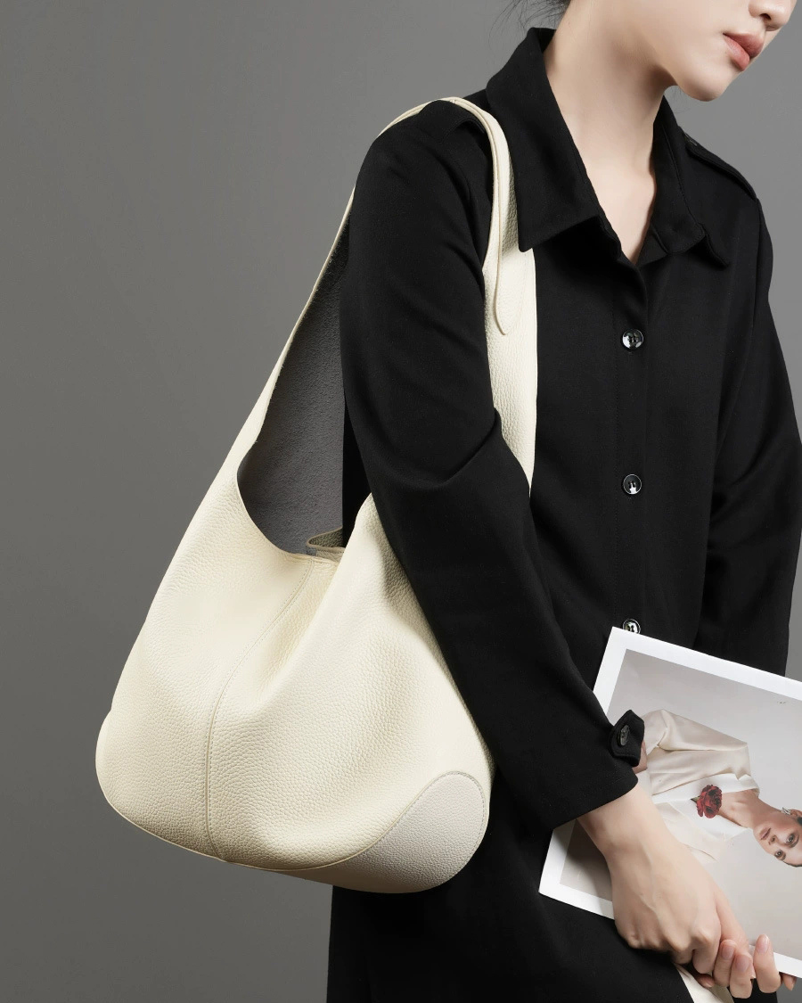 DEEPKEE 頭層皮托特包高級感腋下单肩真皮包 2801 號