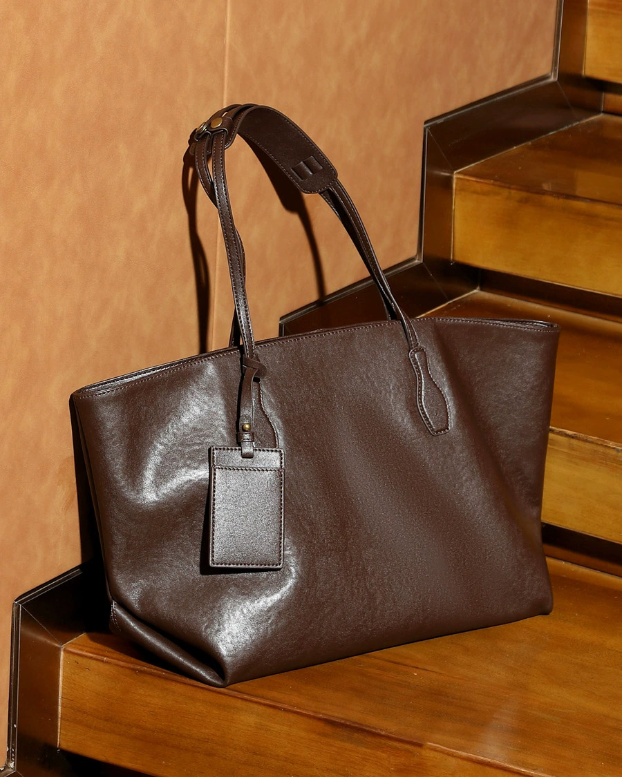 DEEPKEE 頭層植鞣真皮小眾大容量高級質感通勤單肩包 3205 號