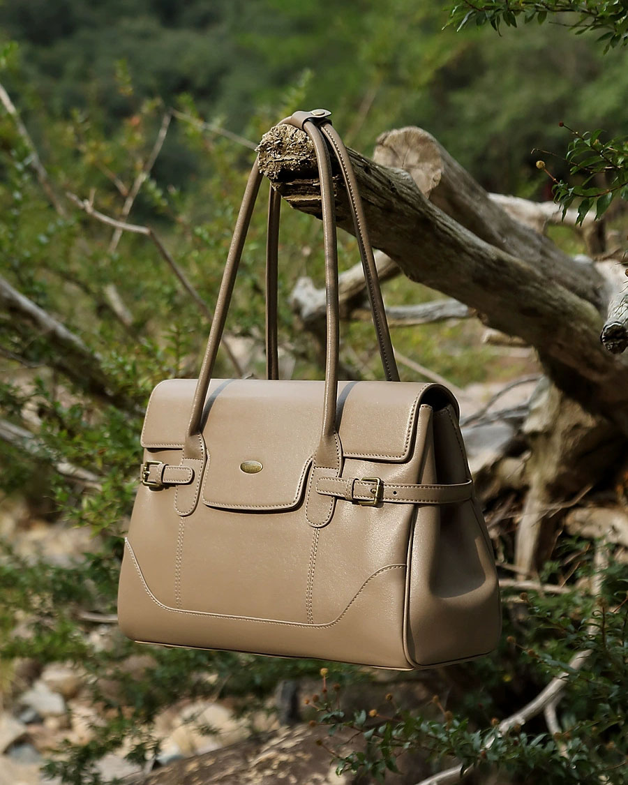 DEEPKEE 簡約頭層牛皮真皮大容量復古手提單肩腋下托特包 3207 號