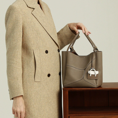 DEEPKEE 斜挎大容量單肩牛皮水桶手提包 9236-D 號