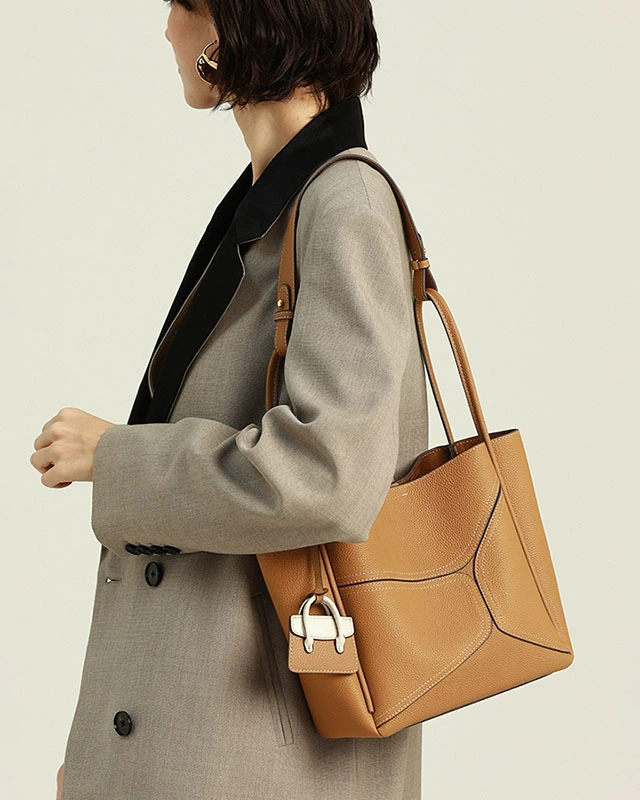 DEEPKEE 斜挎大容量單肩牛皮水桶手提包 9236-D 號