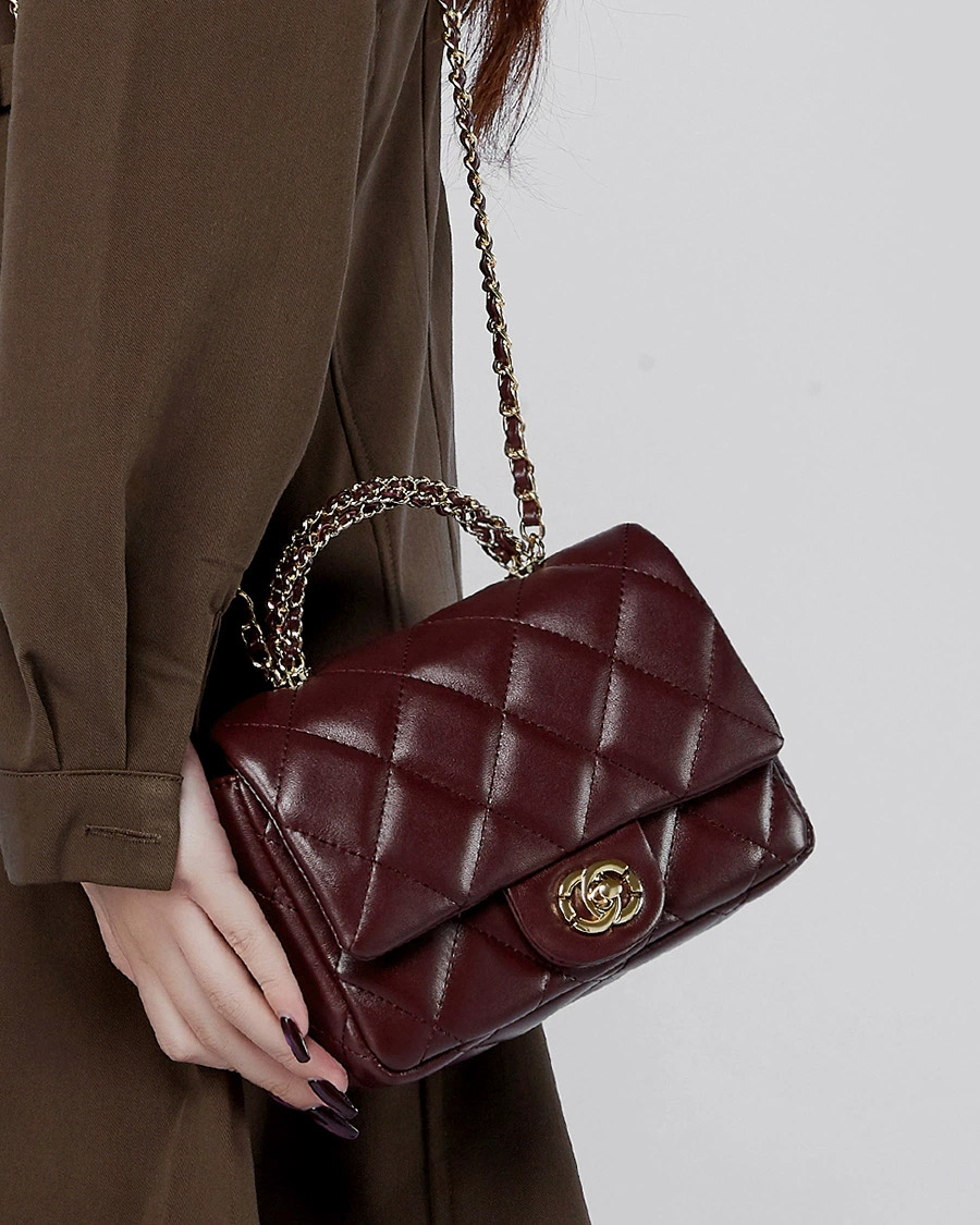 DEEPKEE 鏈條菱格手提包 百搭單肩斜挎中古女包 2901 號