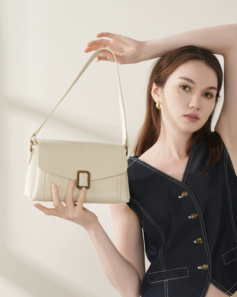 DEEPKEE 美拉德手提真皮女包 小眾高級感單肩斜挎包 3037 號