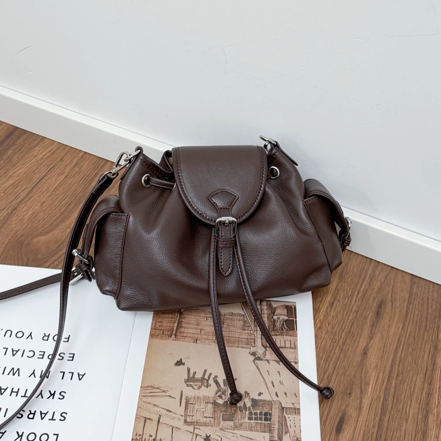 DEEPKEE 頭層牛皮經典百搭腋下单肩斜挎包 99-65 號