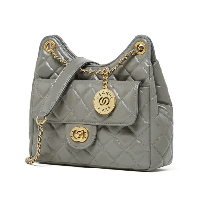 DEEPKEE 頭層牛皮小香風時尚百搭單肩斜挎女包 2856 號