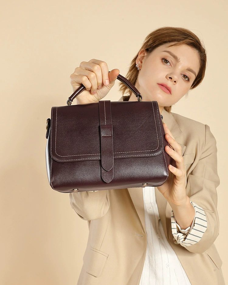 DEEPKEE 頭層牛皮植鞣皮手提單肩斜挎女包 2879 號